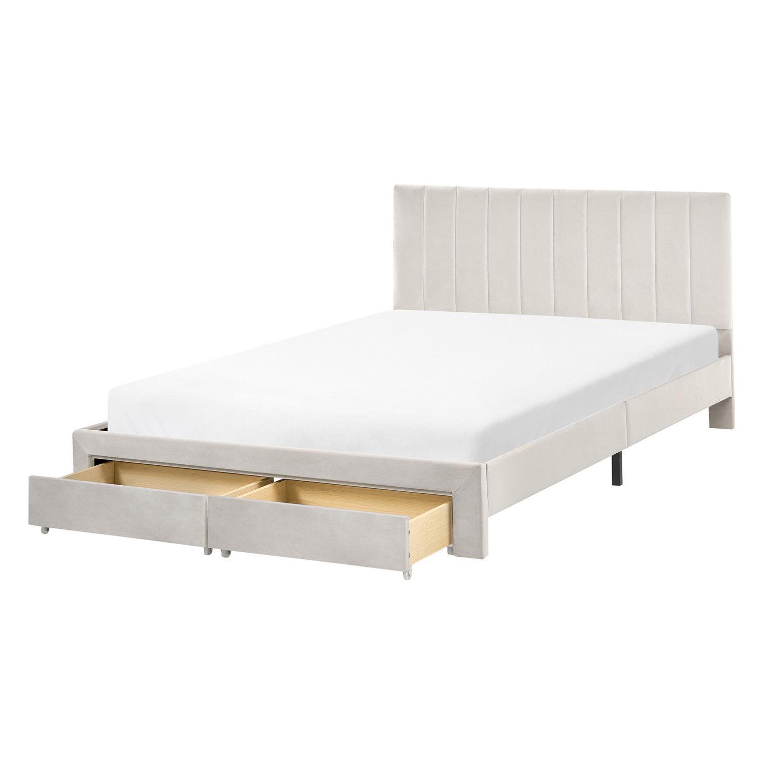 Beliani-LONZAC-Bed met opbergruimte-Gebroken wit-140 x 200 cm-Fluweel