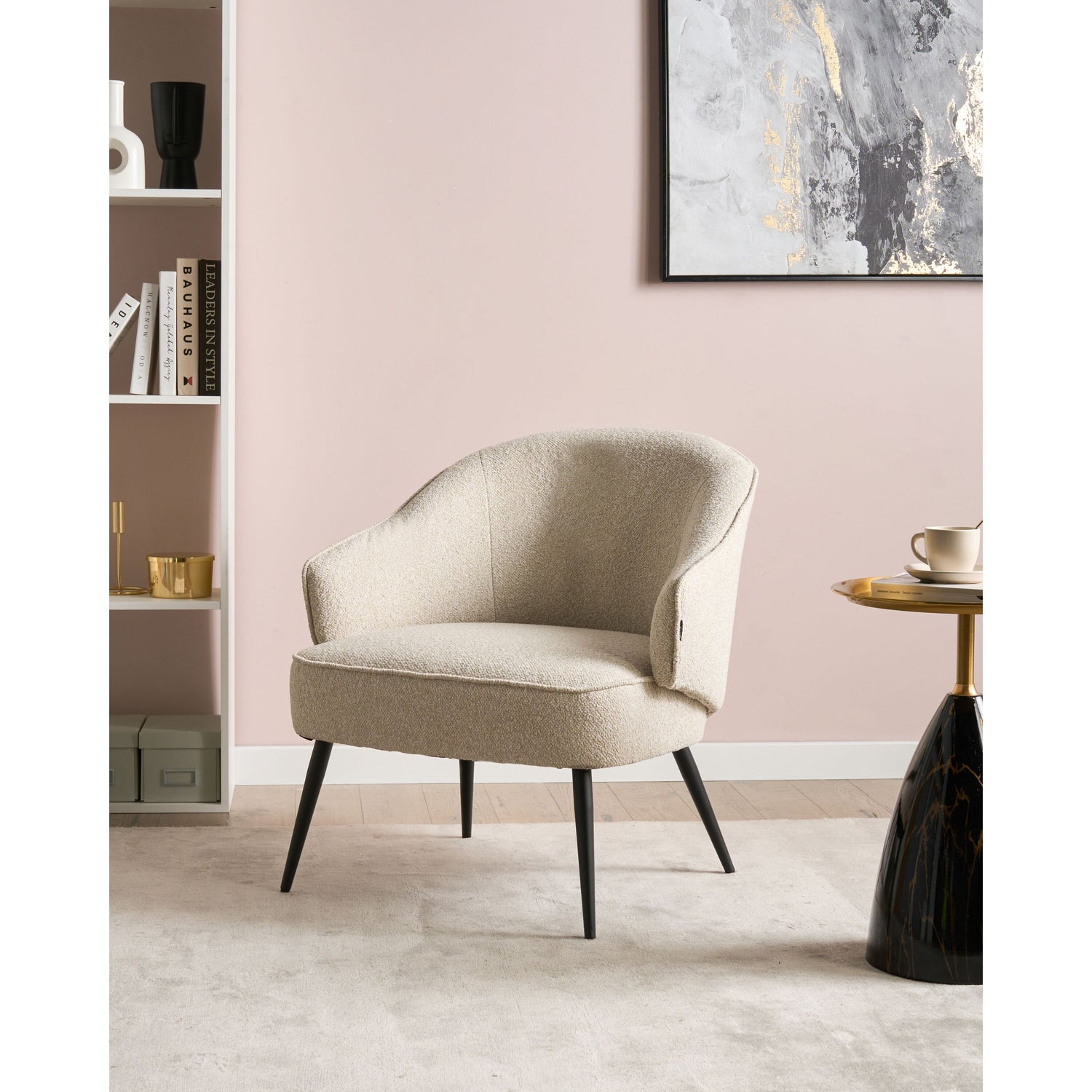 Beliani - KAYLA - Fauteuil - Lichtbeige - Bouclé