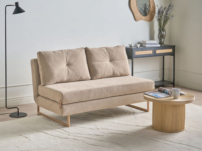 Beliani - JERSLEV - 3-zits slaapbank - Lichtbruin - Stof