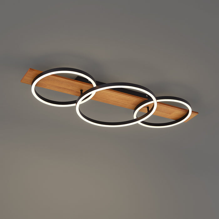 QAZQA Design plafondlamp zwart rond incl. LED 3-staps dimbaar