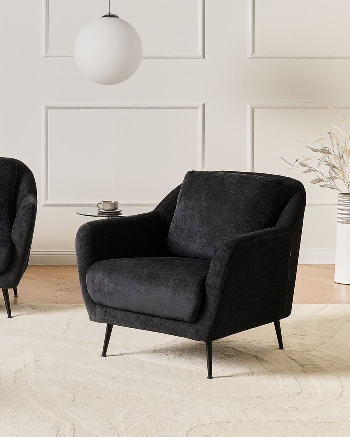 Beliani - EIBY - Fauteuil - Zwart - Chenille