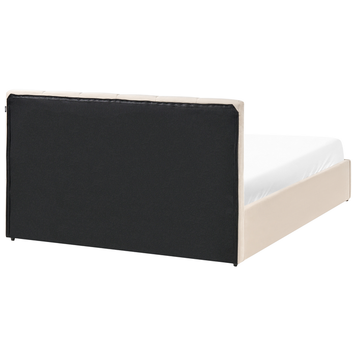 Beliani-DREUX-Bed met opbergruimte-Lichtbeige-140 x 200 cm-Fluweel
