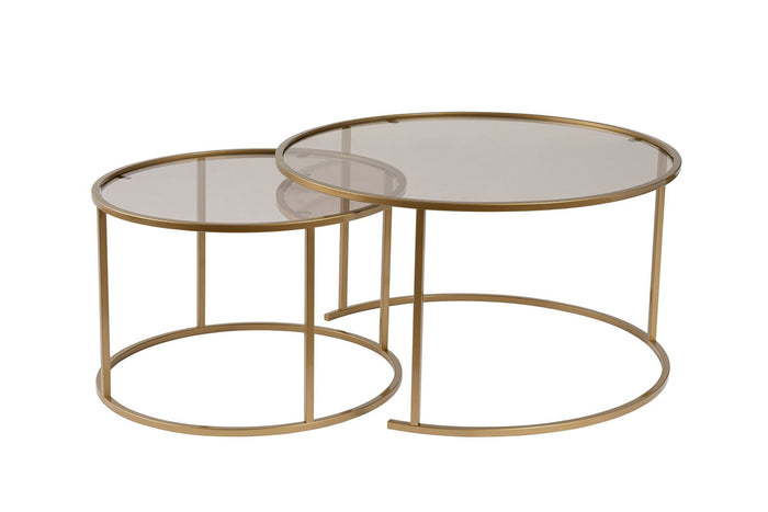 Giga Meubel - Salontafel Aurum Ø80|Ø60cm Goud|Brons Set van 2