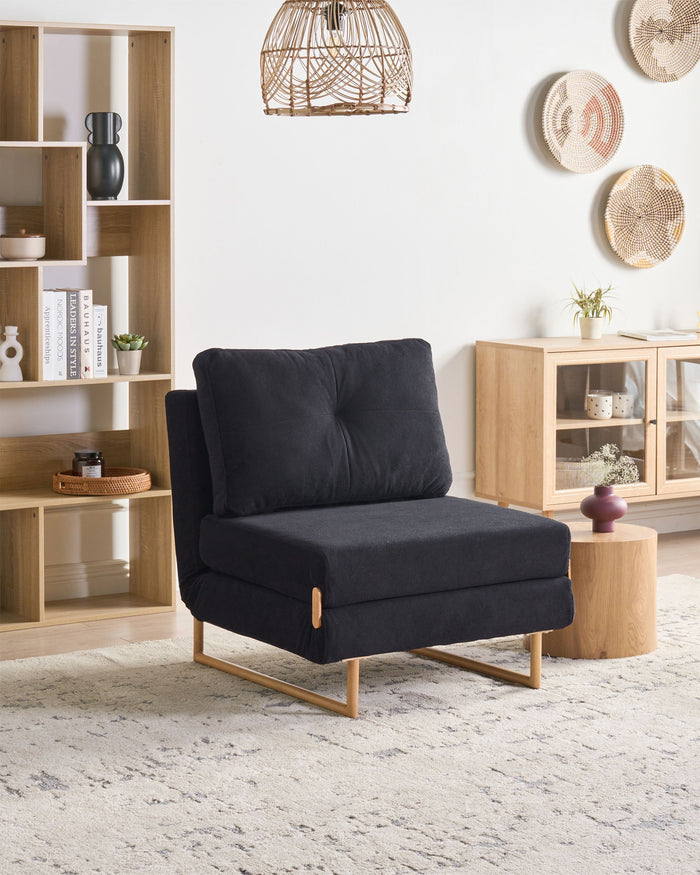 Beliani - JERSLEV - 1-zits slaapbank - Zwart - Polyester