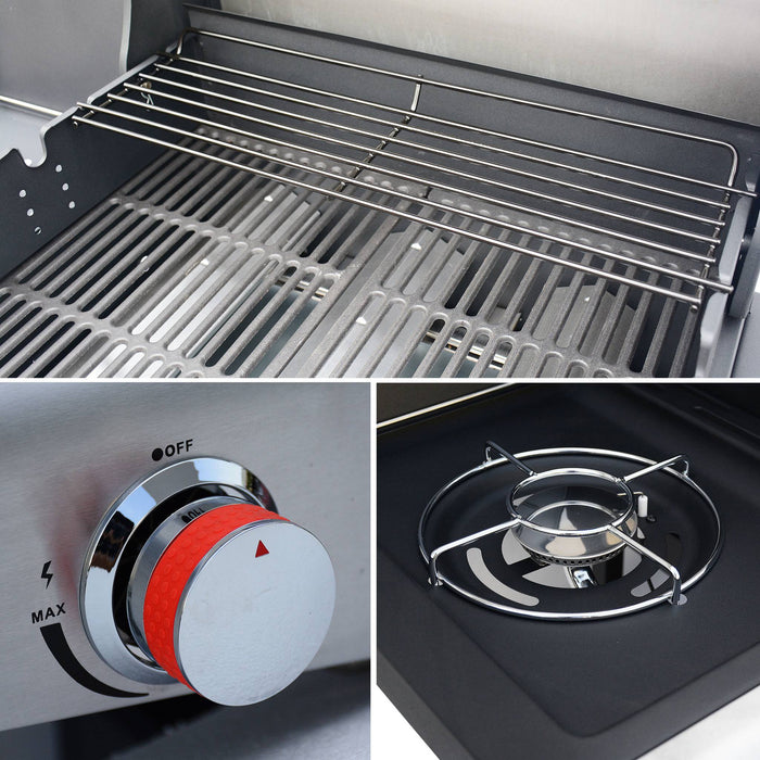 sweeek - Gasbarbecue met 4 branders inclusief 1 zijbrander