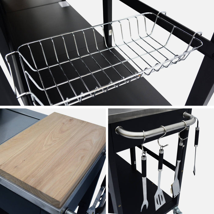 sweeek - Gasbarbecue met 4 branders + 1 zijbrander, buitenkeuken met