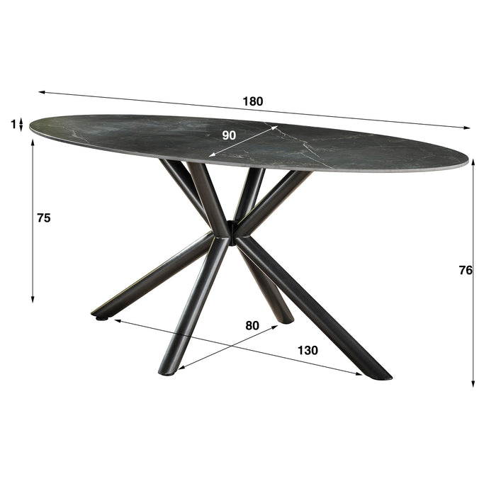Giga Meubel - Eetkamertafel Zwart Keramiek - 180cm - Keramiek
