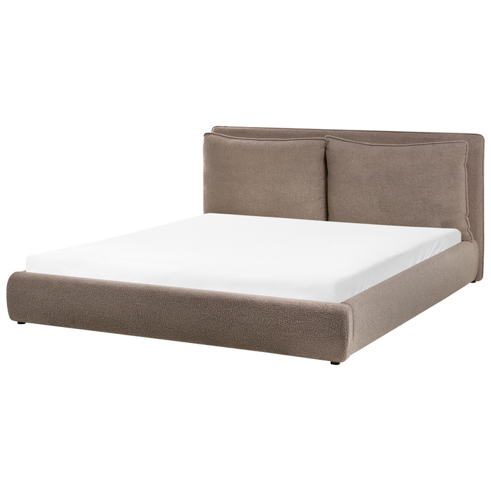 Beliani - BAJONNA - Tweepersoonsbed - Bruin - 180 x 200 cm - Bouclé