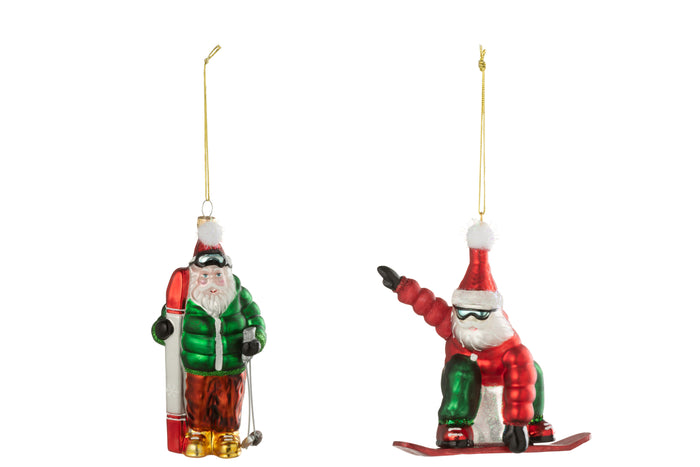 J-Line hanger kerstboom Ski|snowboard - glas - groen - rood|