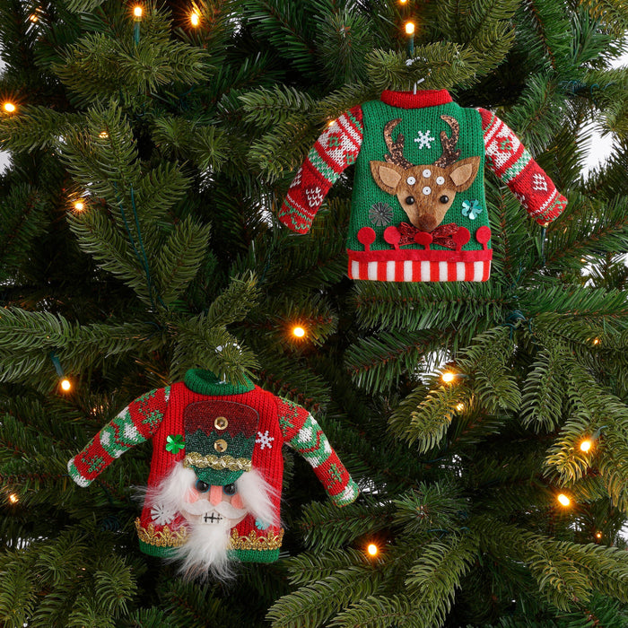 House of Seasons Kerst Ornament Sweater - H15 cm - Groen