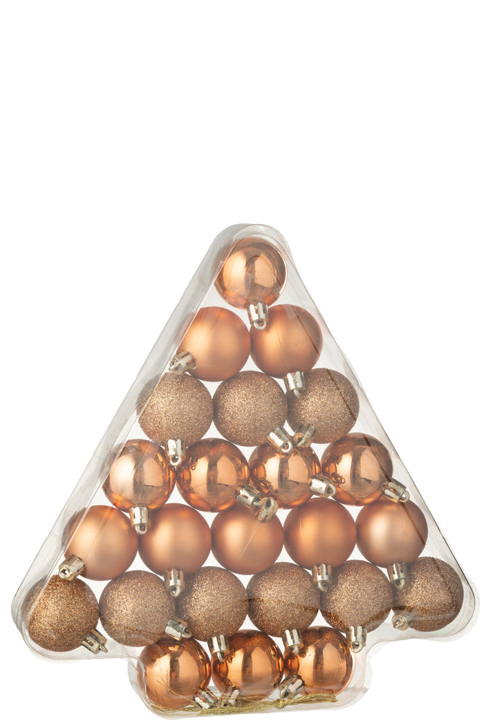 J-Line kerstbal - kunststof - oranje - doos van 24