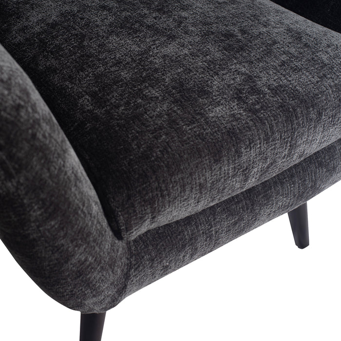 PTMD Donny Anthracite Fauteuil Black Wooden Legs