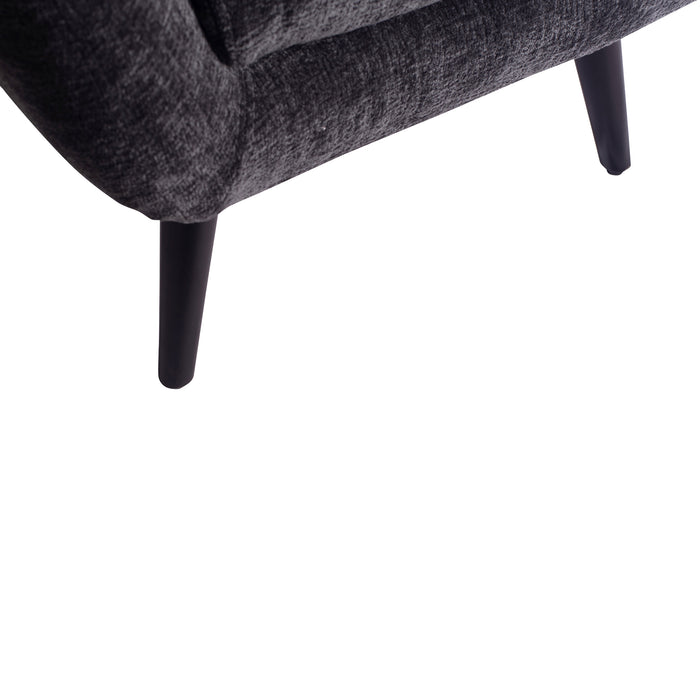 PTMD Donny Anthracite Fauteuil Black Wooden Legs