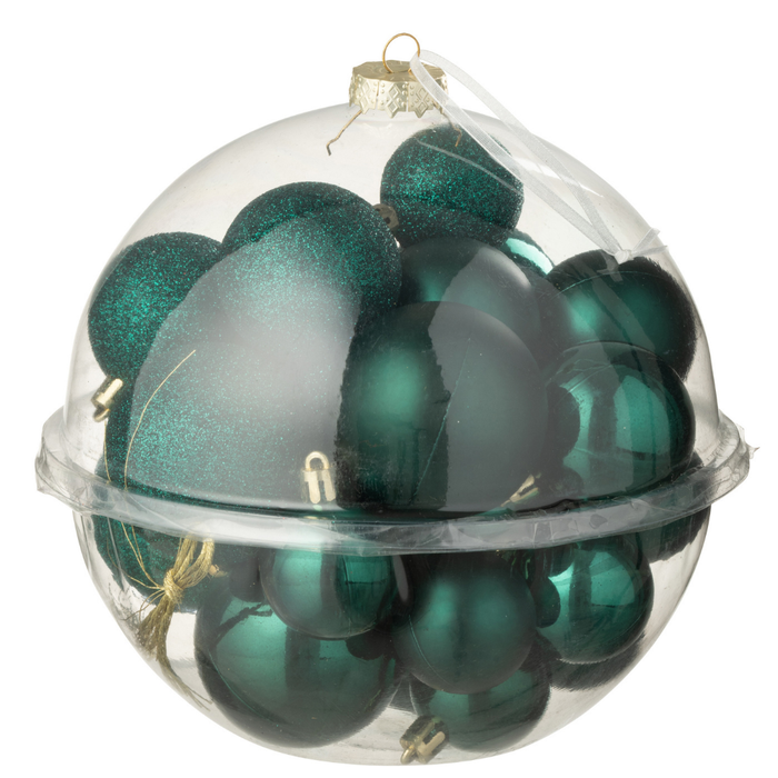 J-Line kerstbal - kunststof - groen - doos van 24