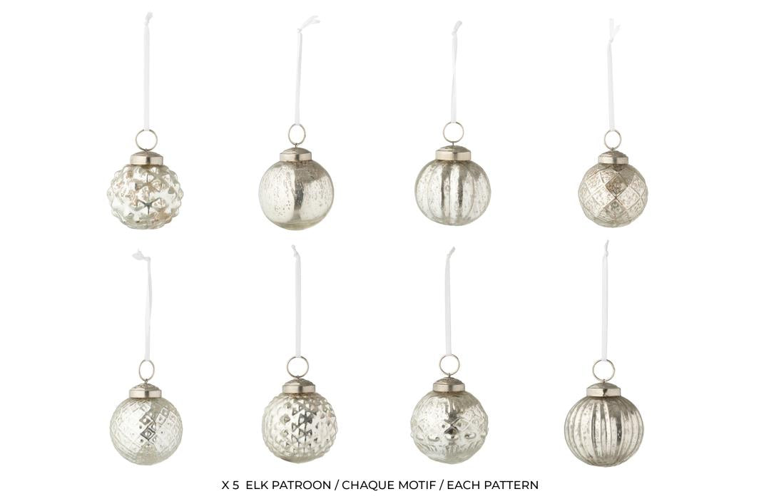 J-Line kerstbal - glas - zilver - doos van 40