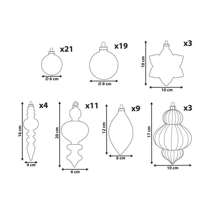 Beliani - TWINKLE - Set van 70 kerstballen - Rood|Groen - Glas