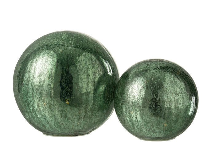 J-Line tafellamp Bal - glas - groen - large - LED lichtjes