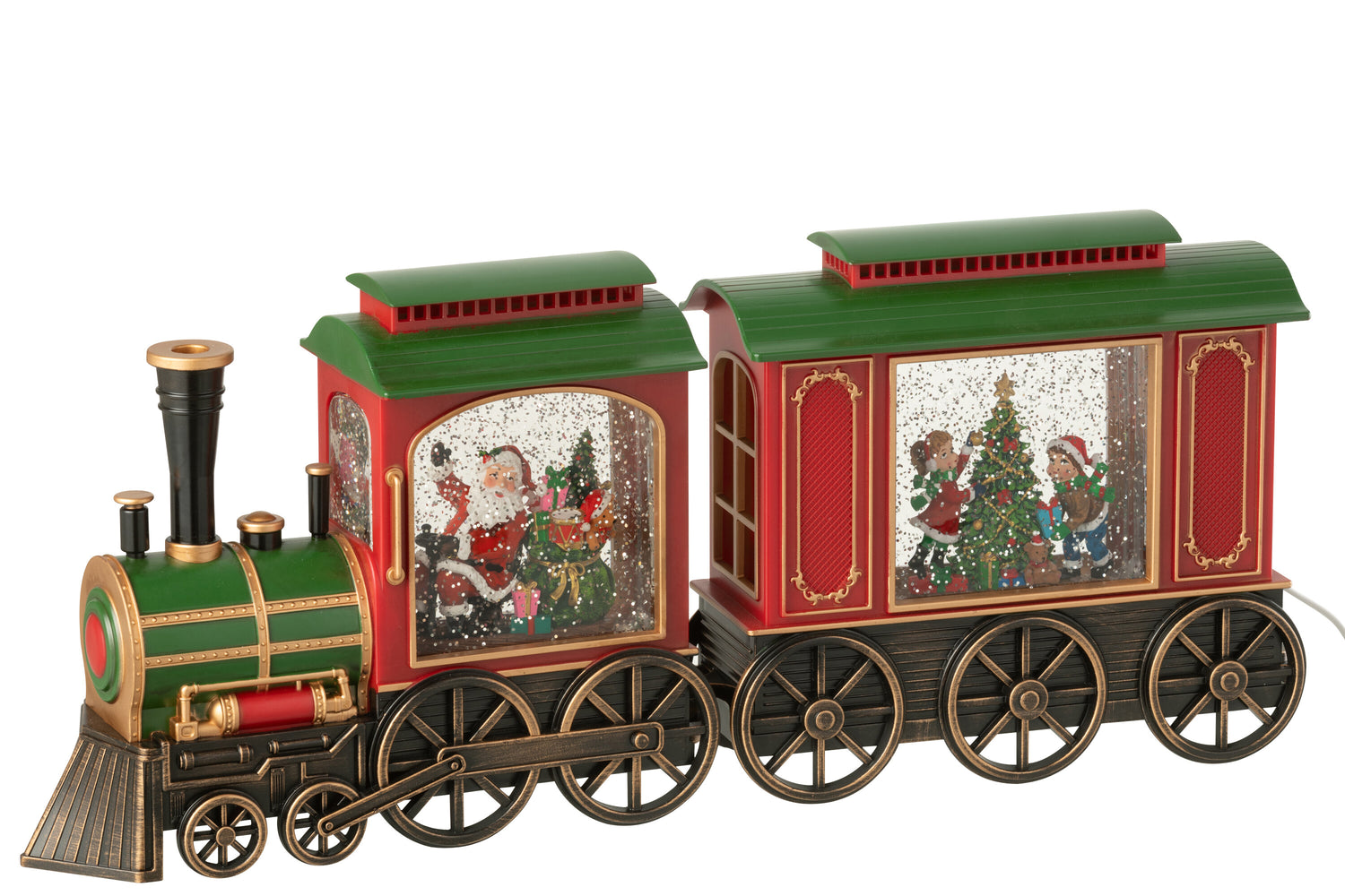 J-Line decoratie Trein + Muziek Kerstman - kunststof - mix -