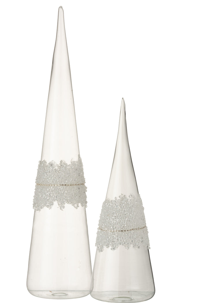 J-Line decoratie Kegel - glas - transparant - large