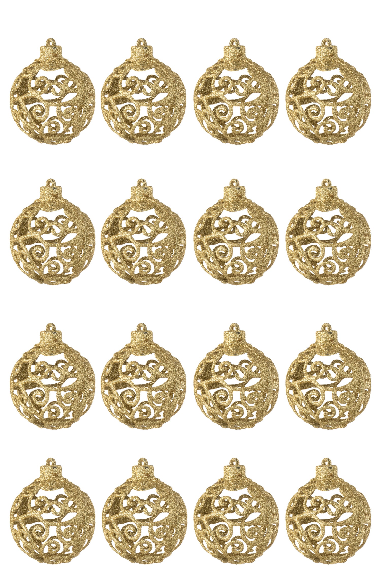 J-Line kerstbal Barok - kunststof - goud - doos van 16