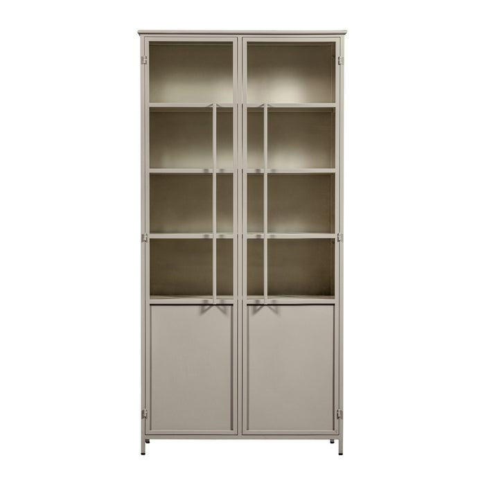 WOOOD 2-deurs vitrinekast XL Exhibit - Metaal - Zand - 200x99x44 cm