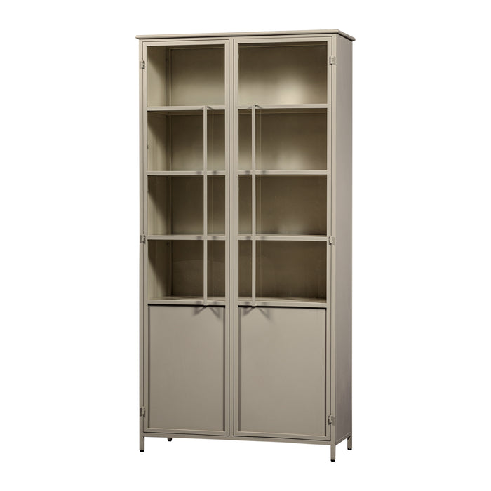 WOOOD 2-deurs vitrinekast XL Exhibit - Metaal - Zand - 200x99x44 cm