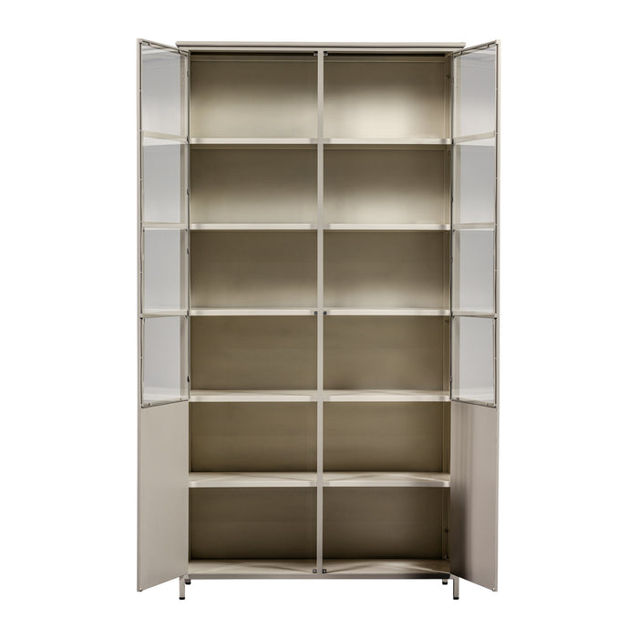 WOOOD 2-deurs vitrinekast XL Exhibit - Metaal - Zand - 200x99x44 cm