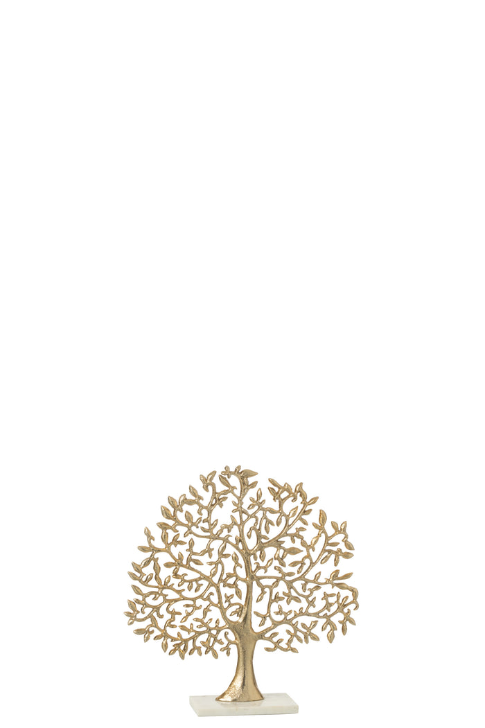 J-Line decoratie Boom Feuille - aluminium - goud - small