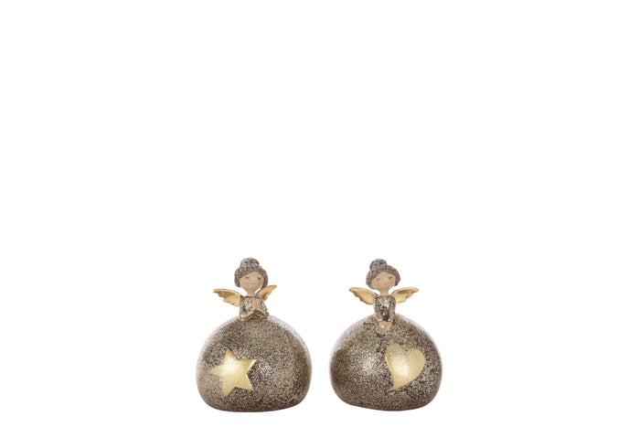 J-Line figuur Engel Hart + Ster Bal - polyresin - mix - smal