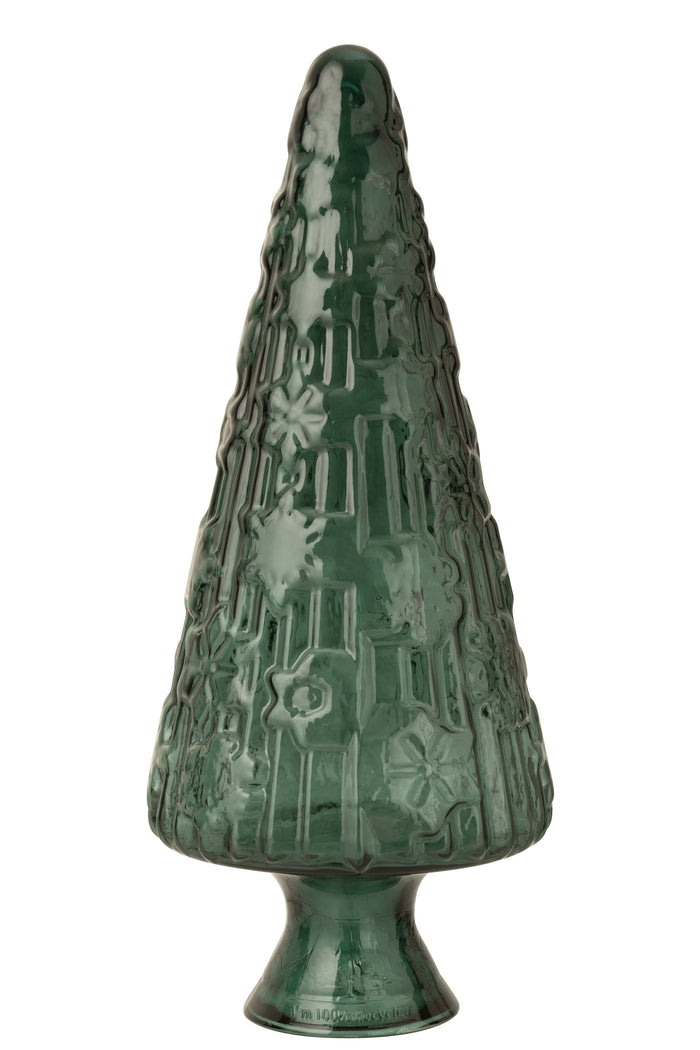 J-Line decoratie Kerstboom Kegel - glas - groen - large