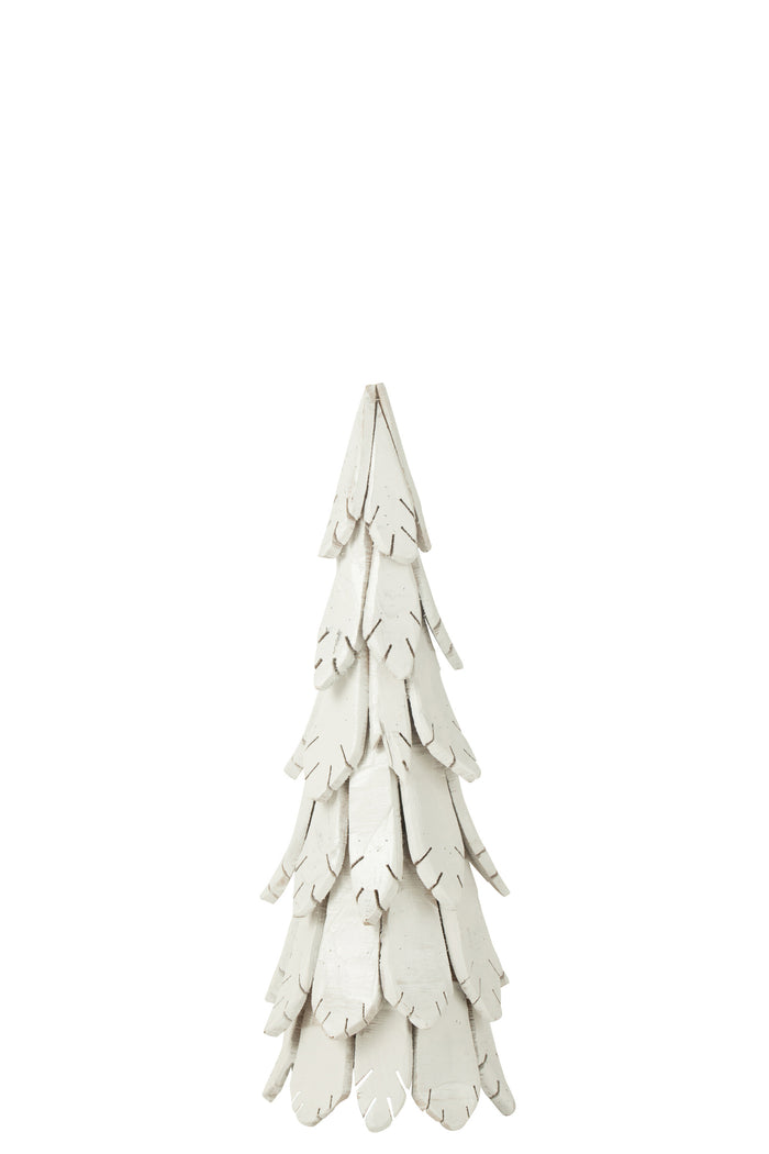 J-Line decoratie Kerstboom stukken - hout - wit - medium