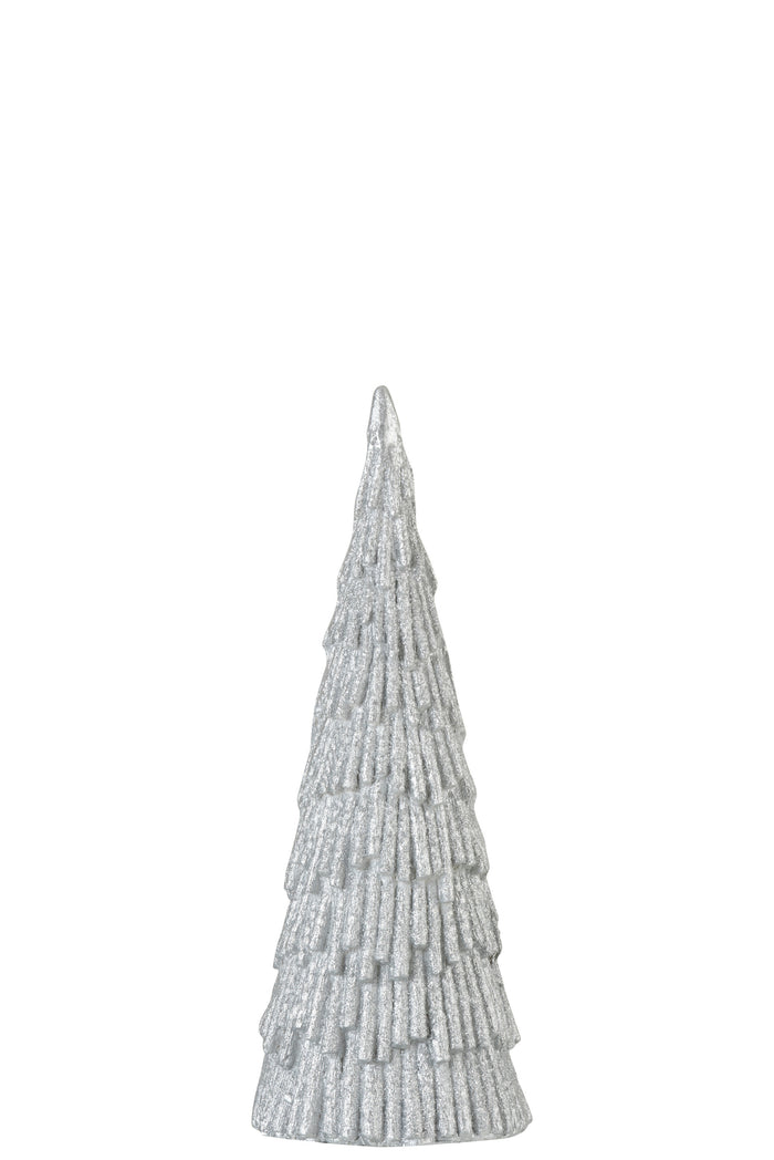 J-Line decoratie Kerstboom Magnesia - polyresin - zilver - medium