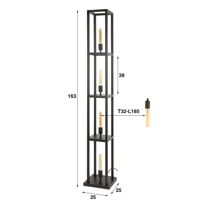 Fraaai Sandra vloerlamp 4-lichts - zwart