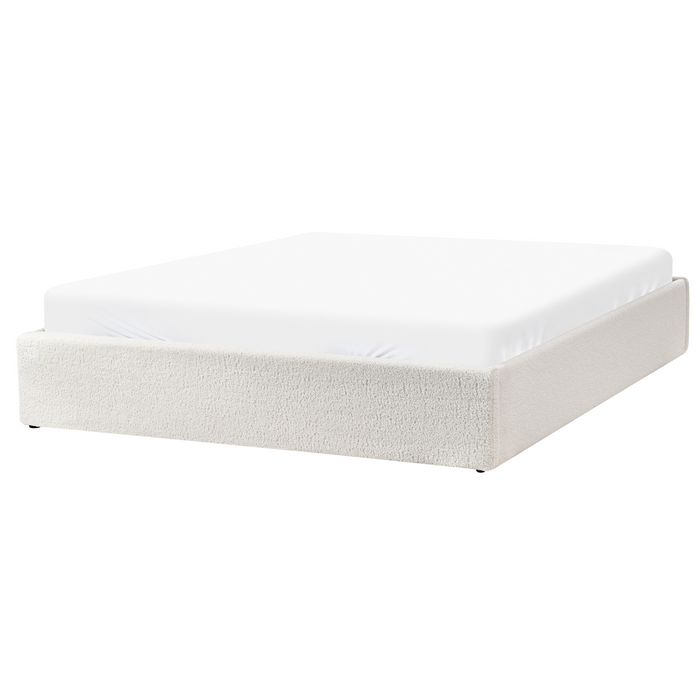 Beliani-DINAN-Tweepersoonsbed-Gebroken wit-160 x 200 cm-Bouclé