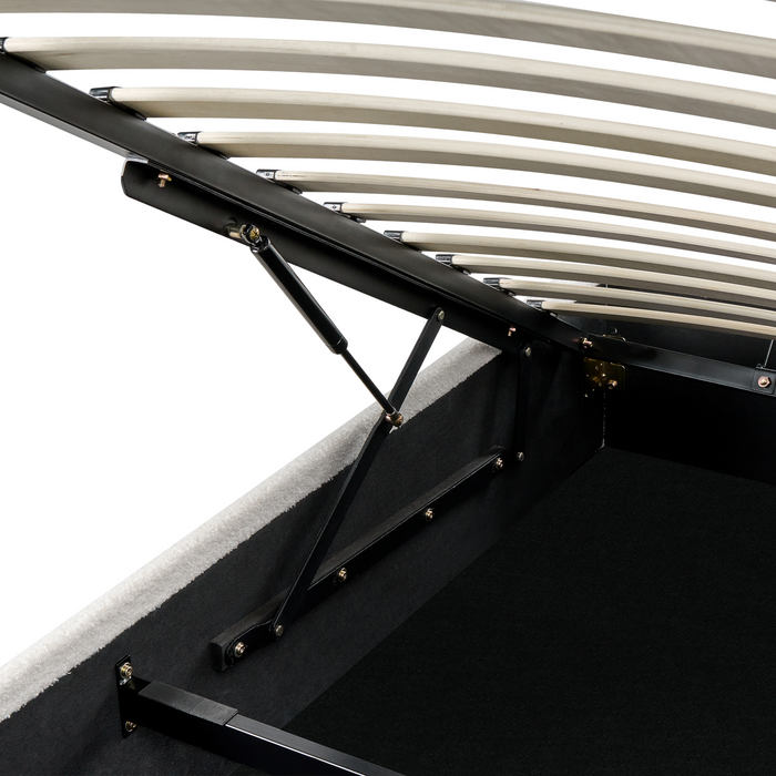 Beliani-DINAN-Tweepersoonsbed-Gebroken wit-160 x 200 cm-Bouclé