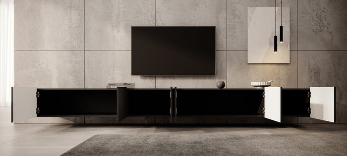 Meubella - TV-Meubel Pepinos - Mat zwart - 300 cm