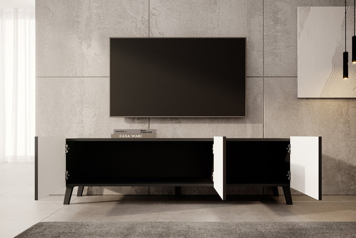 Meubella - TV-Meubel Pepinos 2 - Mat zwart - 150 cm