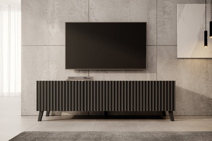 Meubella - TV-Meubel Pepinos 2 - Mat zwart - 150 cm