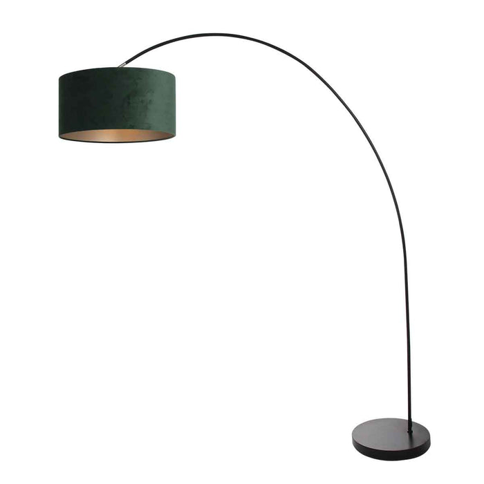 Mexlite - vloerlamp - Solva - zwart - metaal stof - booglamp - E27 -