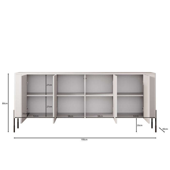 Meubella - Vivi - Dressoir - Zwart - 190 cm