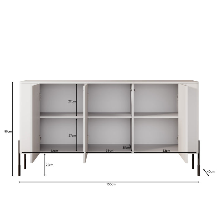 Meubella - Vivi - Dressoir - Zwart - 150 cm
