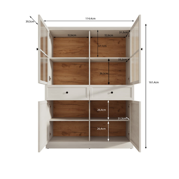 Meubella - Vitrinekast Leroy - Zwart eiken - 114 cm