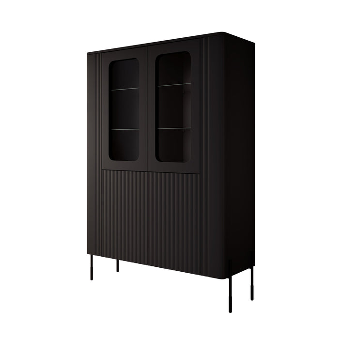 Meubella - Vivi - Vitrinekast - Zwart - 110x40x160 cm