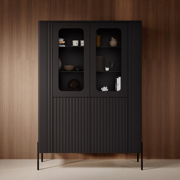 Meubella - Vivi - Vitrinekast - Zwart - 110x40x160 cm