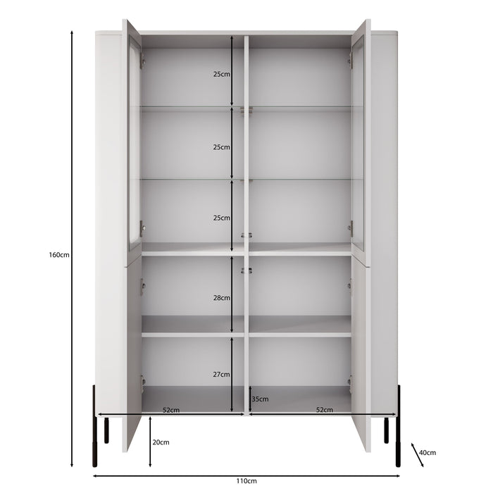 Meubella - Vivi - Vitrinekast - Wit - 110x40x160 cm