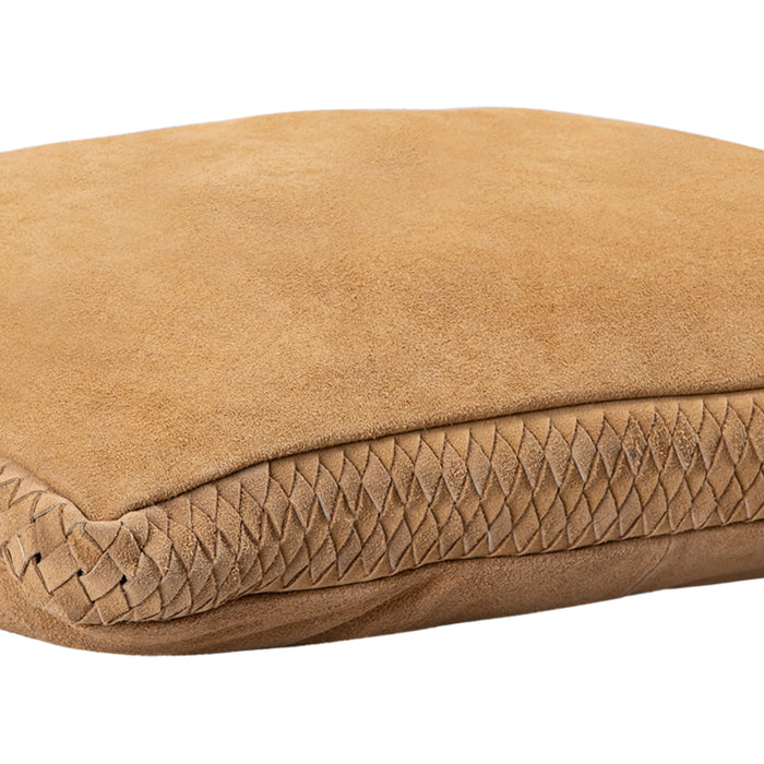 PTMD Suky Camel Suede Leather Cushion Rectangle