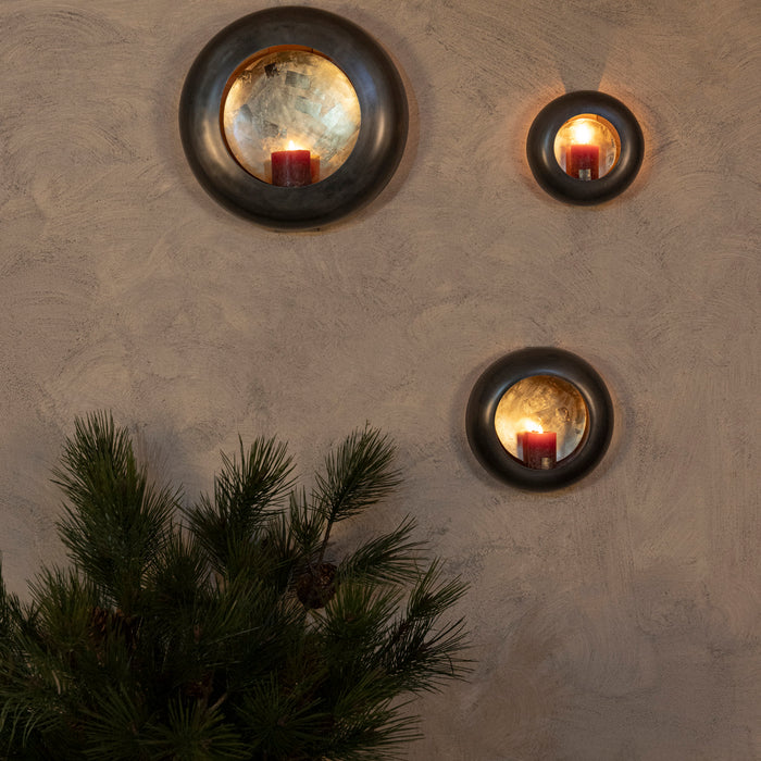 PTMD Prestyn Grey Iron Round Wall Stormlight L