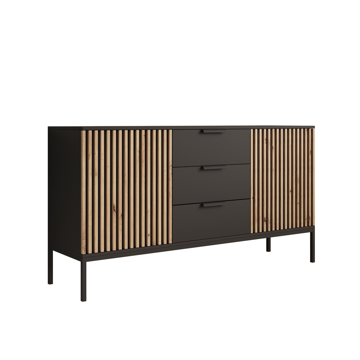 Meubella - Dressoir Marbella - Zwart - 150 cm