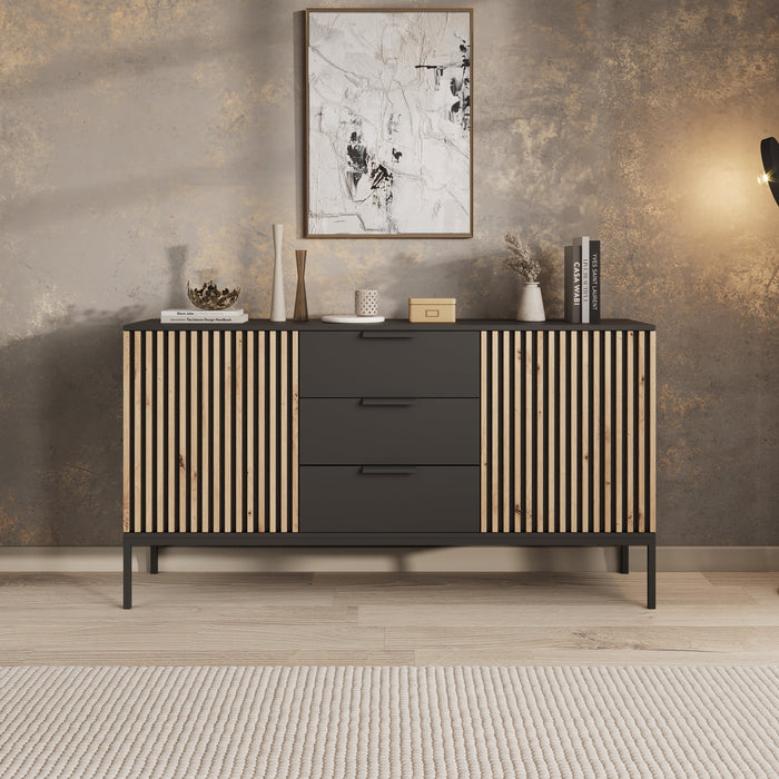 Meubella - Dressoir Marbella - Zwart - 150 cm