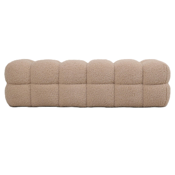 PTMD - Bankje Teddy - Beige - 160x45x43cm